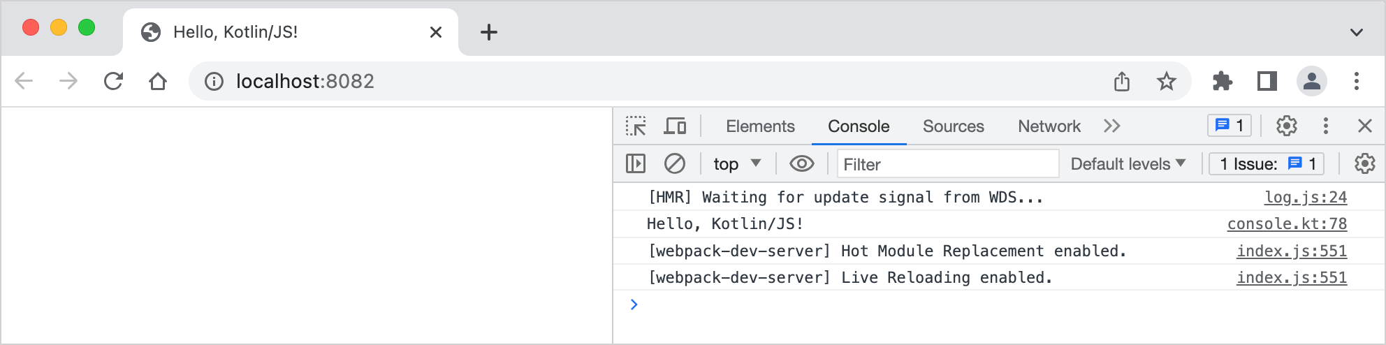 Console output in browser developer tools