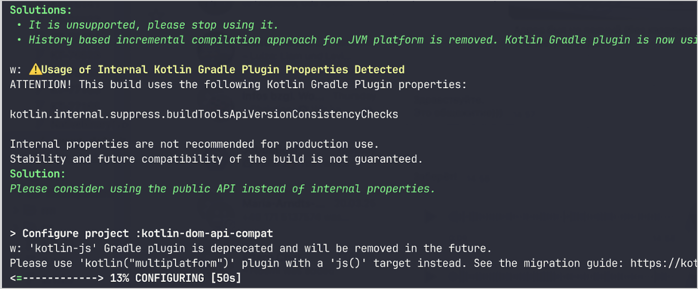 Gradle console